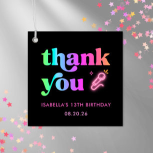 Neon Glow Karaoke Birthday Favour Tag