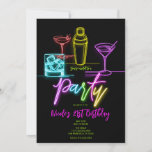 Neon Glow Lights Colourful Cocktails 21st Birthday Invitation<br><div class="desc">Customize any way you want.</div>