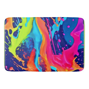 Neon Glow Liquid Swirls Design Bath Mat