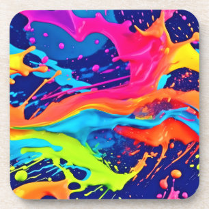 Neon Glow Liquid Swirls Design Coaster