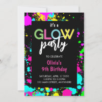 Neon Glow Paint Splatter Birthday 