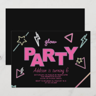 Neon Glow Party Anniversaire Invitation