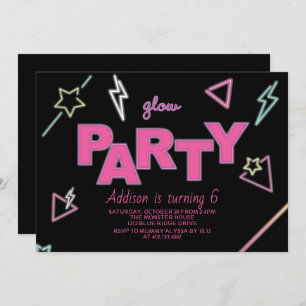 Neon Glow Party Birthday Invitation