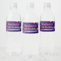 Neon Glow Party Water Bottle Wraps Bottle Labels