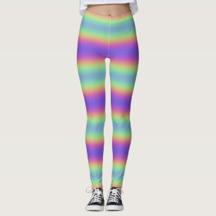 Neon Glow Rainbow Horizontal Stripe Leggings
