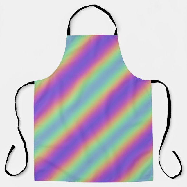 Neon Glow Rainbow Stripe All-Over Print Apron (Front)