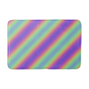 Neon Glow Rainbow Stripe Bath Mat