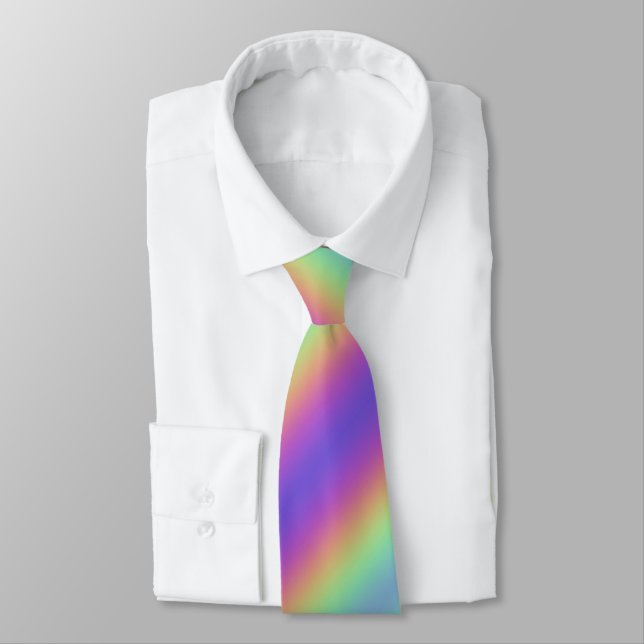 Neon Glow Rainbow Stripe Neck Tie (Tied)