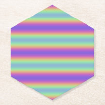 Neon Glow Rainbow Stripe Paper Coaster