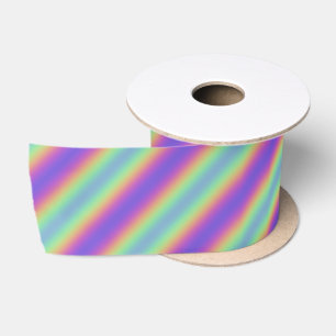 Neon Glow Rainbow Stripe Ribbon Satin Ribbon