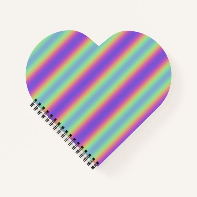 Neon Glow Rainbow Stripe Spiral Notebook (Front)