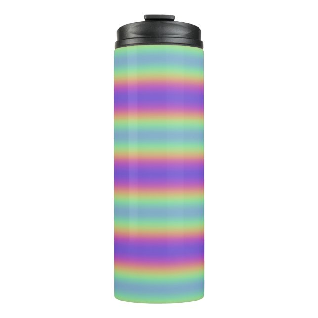 Neon Glow Rainbow Stripe Thermal Tumbler (Front)