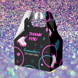 Neon Glow Roller Skating Let's Roll Birthday Party Favor Box