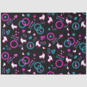 Neon Glow Roller Skating Let's Roll Pattern Tissue Paper
