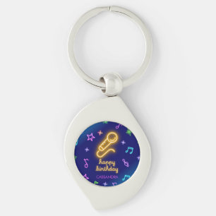 Neon Glow Singing Karaoke Birthday Keychain