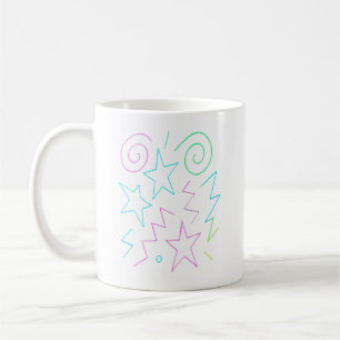 Neon Glow Stars & Swirls Pattern Coffee Mug