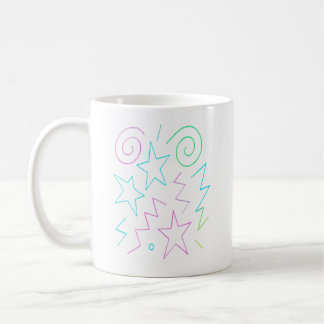 Neon Glow Stars & Swirls Pattern Coffee Mug