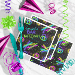 Neon Glow Stick Bar Mitzvah ID991 Napkin<br><div class="desc">A border of scattered glow sticks in an array of bright neon colours adds a fun element to this Bar Mitzvah paper napkin design. Add a personal name using the provided template. Search ID991 to see coordinating invitation and other party supplies with this colourful design.</div>