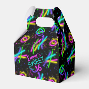 Neon Glow Stick Sweet 16 Name ID760 Favor Box