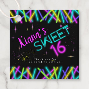 Neon Glow Stick Sweet 16 Name ID760 Favour Tags