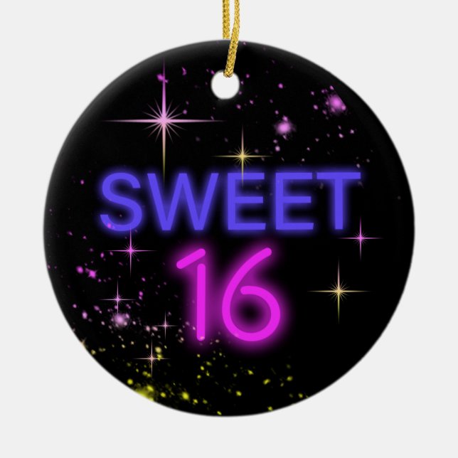 Neon Glow Sweet 16 ID760 Ceramic Ornament (Front)