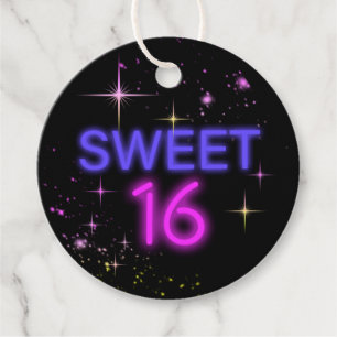 Neon Glow Sweet 16 Name ID760 Favour Tags