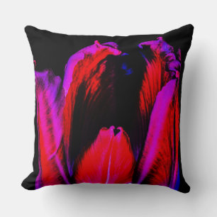 Neon Glow Tulip Throw Pillow