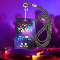 Neon glow VIP access Sweet 16 birthday invitation