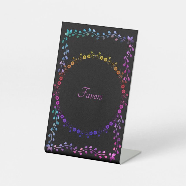 Neon Glow Wedding Favours Table Pedestal Sign (Front)