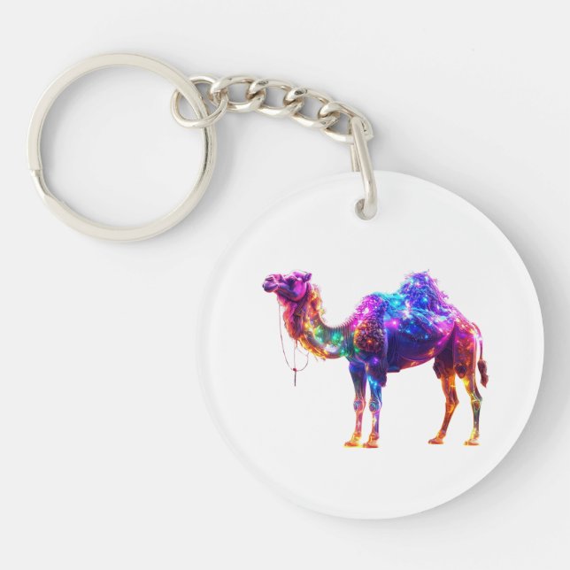  Neon Glowing Camel Art Print - Colorful Fantasy D (Devant)