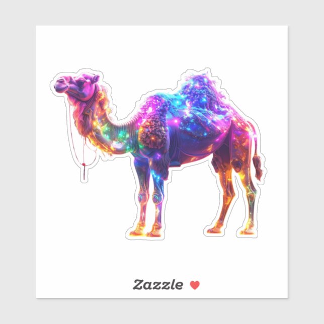  Neon Glowing Camel Art Print - Colourful Fantasy  (Sheet)