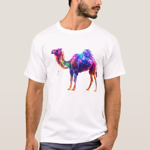 Neon Glowing Camel Art Print - Colourful Fantasy T-Shirt