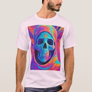 Neon Glowing Skull Art T-Shirt
