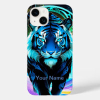 Neon Glowing Tiger mystical and ethereal
