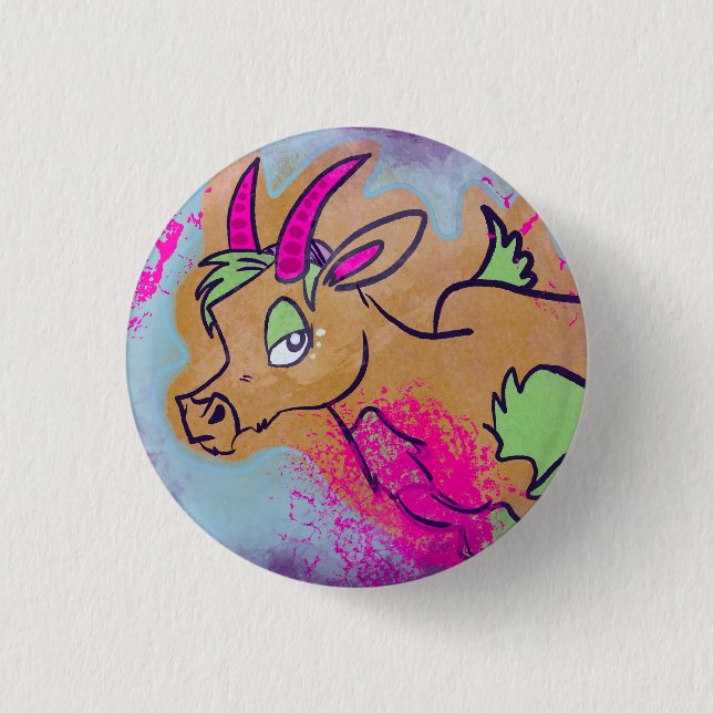 Neon Goat 1 Inch Round Button (Front)