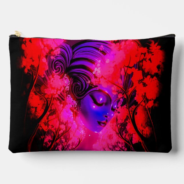 Neon Goddess in Enchanted Forest Accessory Pouch (Front)
