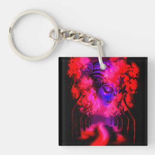 Neon Goddess in Enchanted Forest Keychain