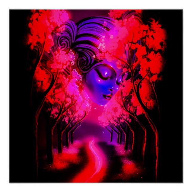 Neon Goddess in Enchanted Forest Poster (Front)