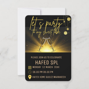 Neon Gold Light Digital Party e-invite Template, B Invitation