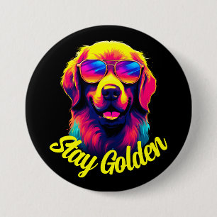 Neon Golden Retriever 3 Inch Round Button