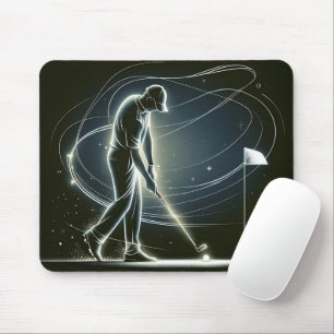 Neon Golfer Putting the Golf Ball Mouse Pad