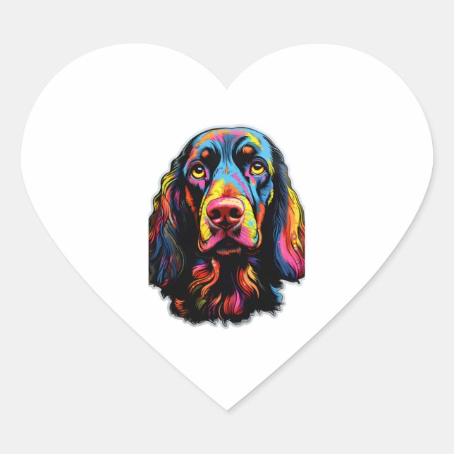 Neon Gordon Setter   Heart Sticker (Front)