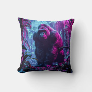 Neon Gorilla Throw Pillow