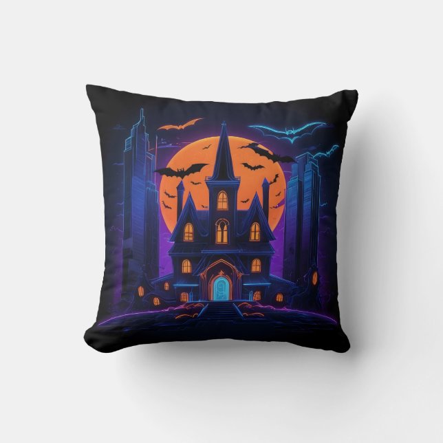 Neon Gothic Halloween Cushion (Front)