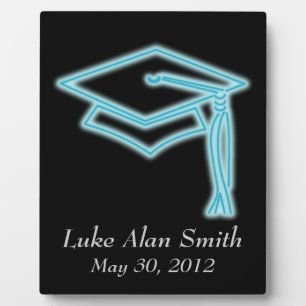 Neon Grad Cap Light Blue Plaque