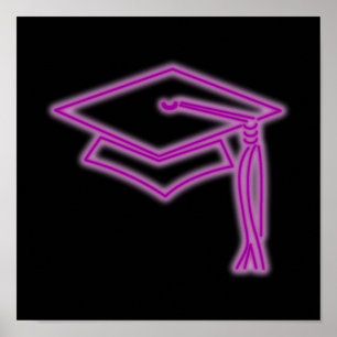 Neon Grad Cap Purple Poster
