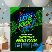 Neon Graffiti adolescent Bubble Soccer Invitation