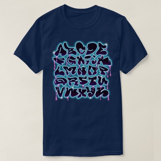 Neon Graffiti Alphabet T-Shirt (Design Front)
