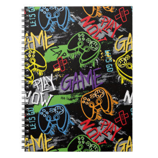 Neon Graffiti Gaming Pattern Notebook