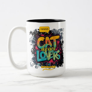 Neon Graffiti Typography Cat Lovers Pop Art Two-Tone Coffee Mug